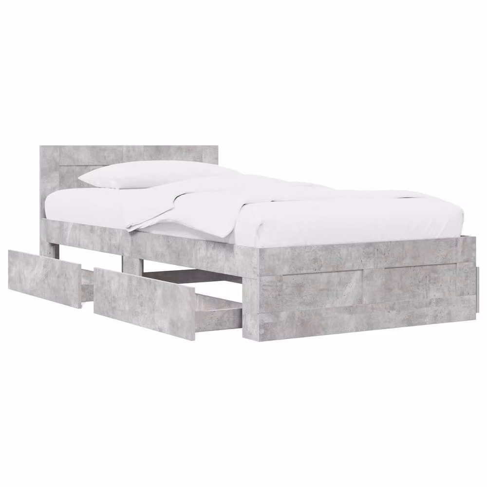 Berkfield Home Modern Bed Frame with Headboard in Grey, W/D/H: 80 x 200 cm – 2
