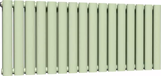 Lux Heat Oval Horizontal Wall Mounted Steel Radiator, Green, W: 96 cm, H: 40 cm