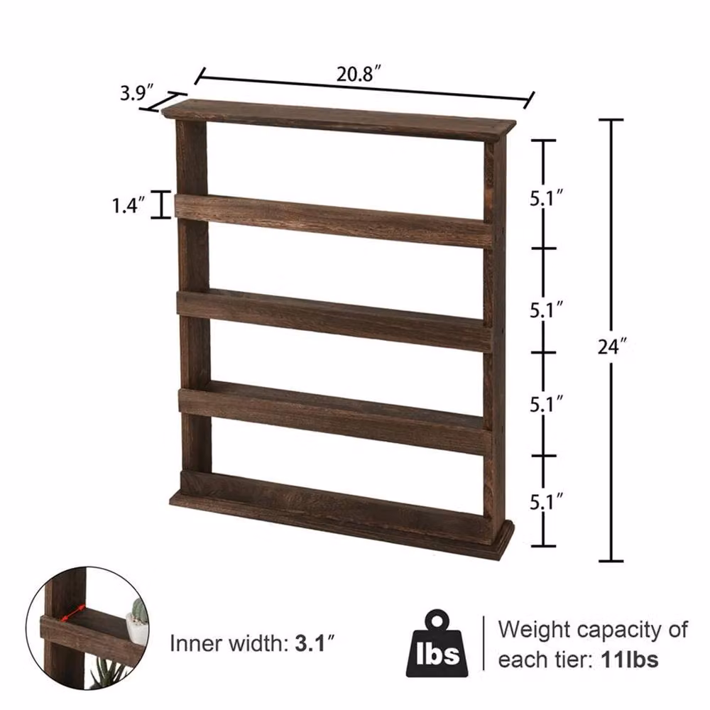 Nordara 4-Tier Rustic Brown Wooden Countertop Storage Organizer and Shelving Unit – 2
