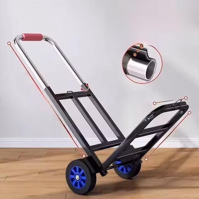 EONLION Folding Hand Trolley in Black Steel