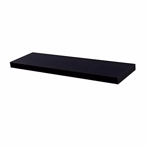 Harbour Housewares Modern Floating Wall Shelf with Integrated Lighting, Black, W: 100 cm, D: 23.5 cm, H: 4 cm