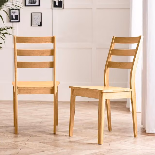 FurnitureboxUK Lynton Set of 2 Modern Solid Rubberwood Dining Chairs in Oak