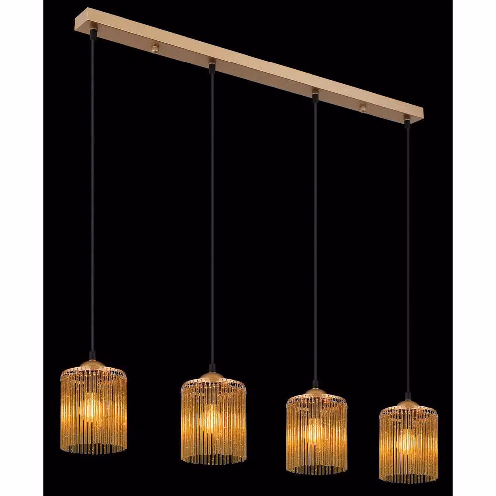 Netlighting Leeds Bar Pendant Ceiling Light in Gold/Brass with 4x E14 Sockets, H x W x D: 133 x 87 x 12 cm – 7