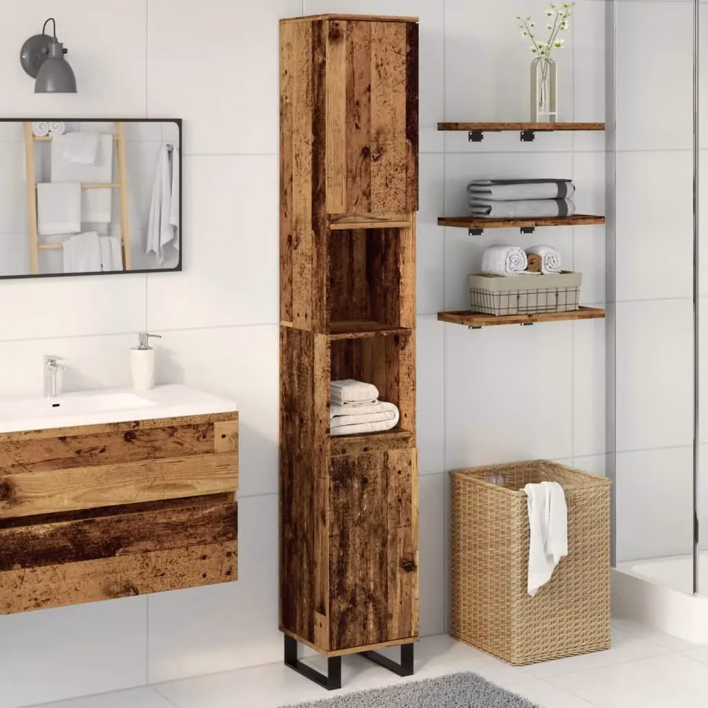 Berkfield Home Industrial Bathroom Cabinet in Brown, W/D/H: 30 x 30 x 190 cm – 3
