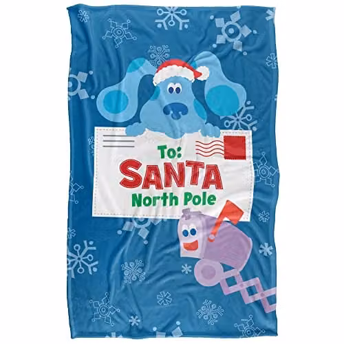 Logovision Nickelodeon Blue's Clues Blue to Santa Letter Super Soft Fleece Throw Blanket, Blue and Multicolour, W/D/H: 91 x 147 cm
