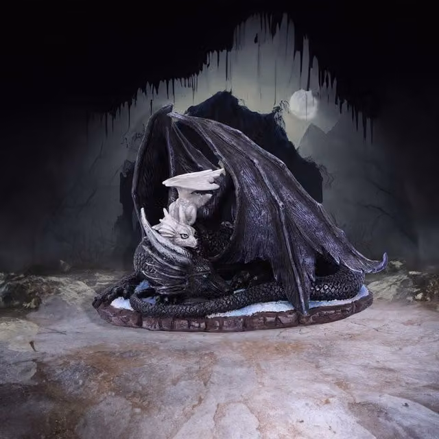 Nemesis Now Mothers Sanctuary Dragon Figurine in Black and White, Height: 18 cm