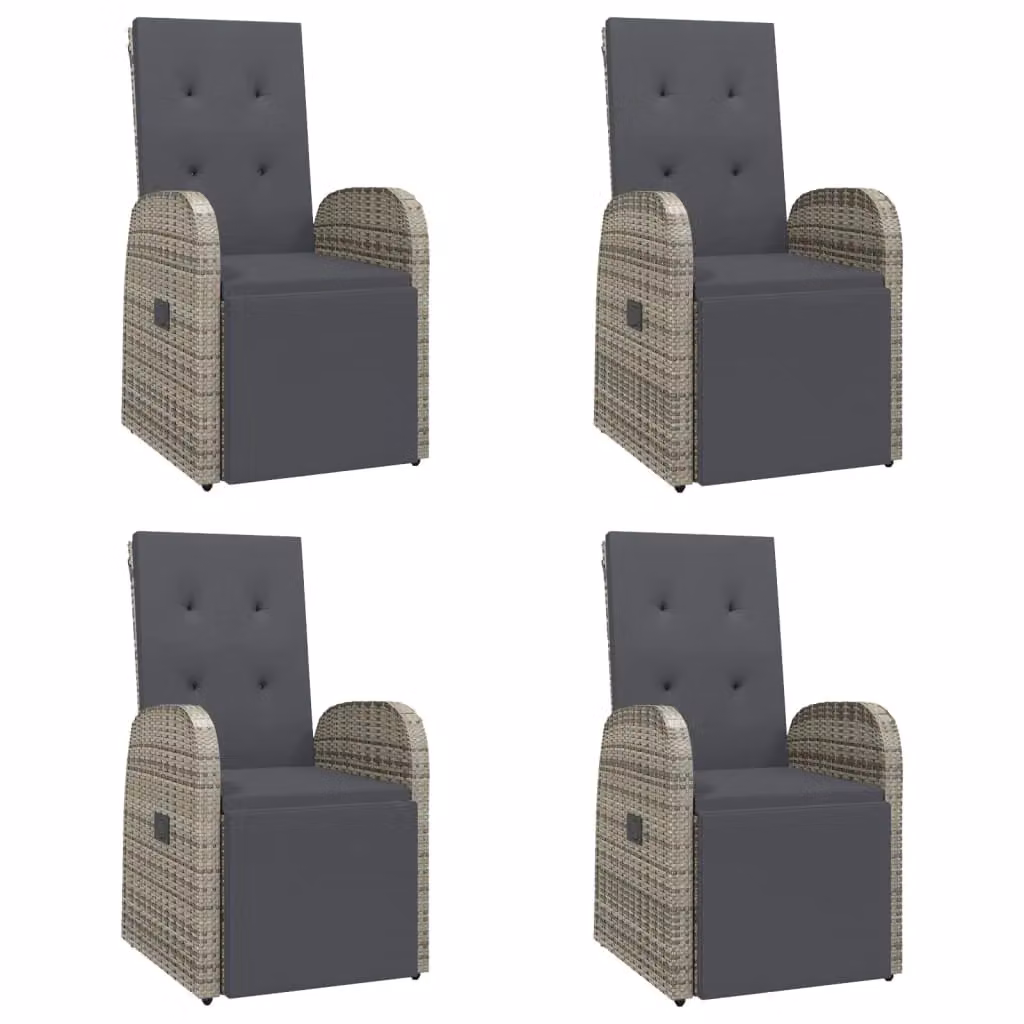 Berkfield Home 5 Piece Grey Poly Rattan and Solid Acacia Wood Garden Dining Set – 3