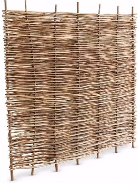Natural Brown Woven Wood Uncapped Hazel Hurdle Fence Panel W: 243.84 cm, H: 182.88 cm