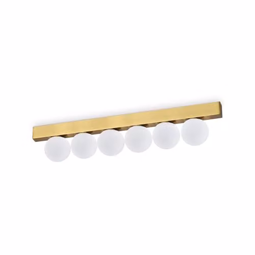 Ideal Lux Ping Pong 6 Light Globe Ceiling Light in Brass and Glass with Warm White 3000K Output