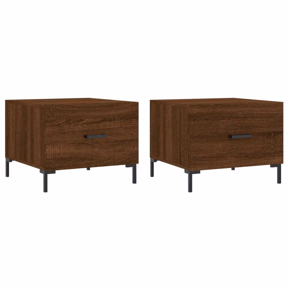 Berkfield Home Set of 2 Decorative Coffee Tables in Brown Oak, W/D/H: 50 x 50 x 40 cm – 3