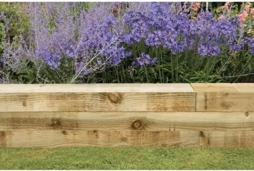 Forest Garden Timber Raised Bed Sleepers in Brown, Pack of 5, Length: 120 cm