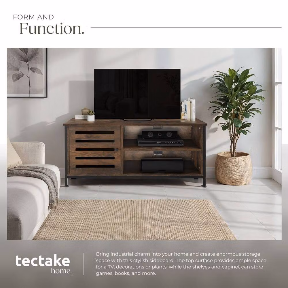 tectake Galway Industrial TV Stand in Brown and Black, Width: 110 cm – 4