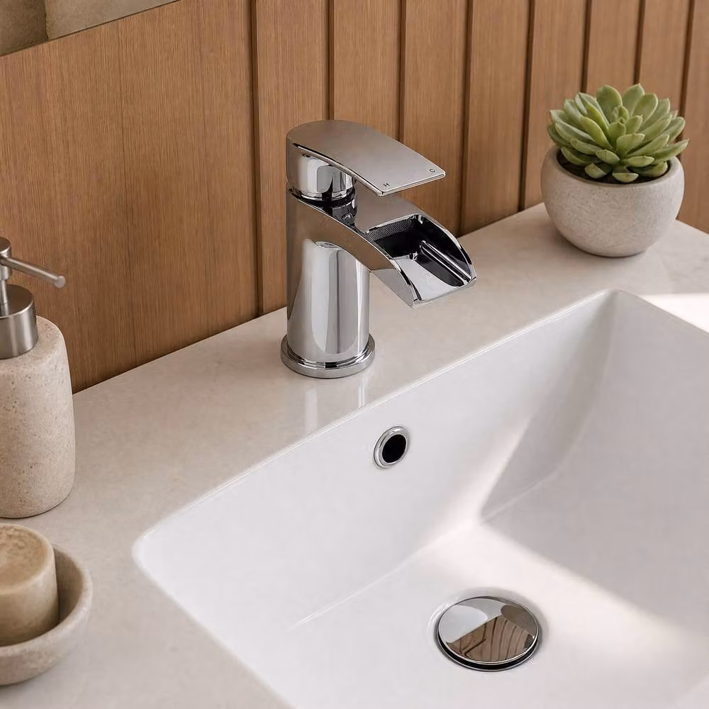 Balterley Modern Waterfall Spout Mono Basin Mixer Tap, Chrome/Silver – 2