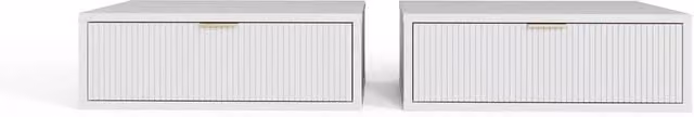 FORGEVIO Set of 2 White Wall Mounted Floating Bedside Tables
