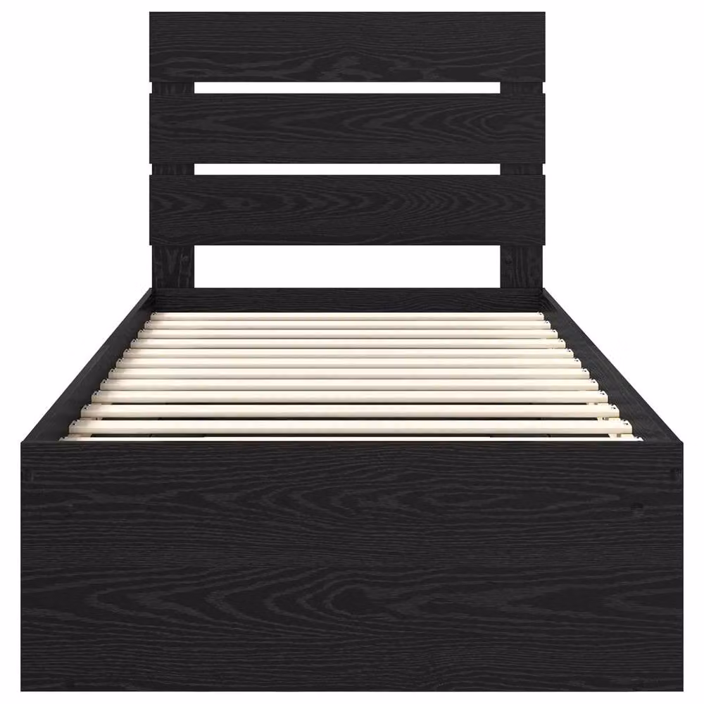 Berkfield Home Modern Bed Frame in Black with Headboard, W/D/H: 80 x 190 x 75 cm – 4