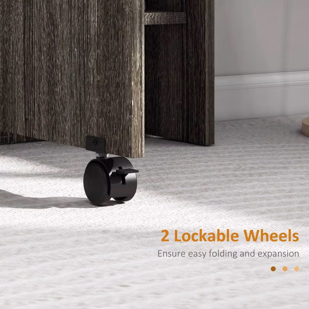 STILVORA Modern Grey Drop Leaf Dining Table with Castors and Storage – 6