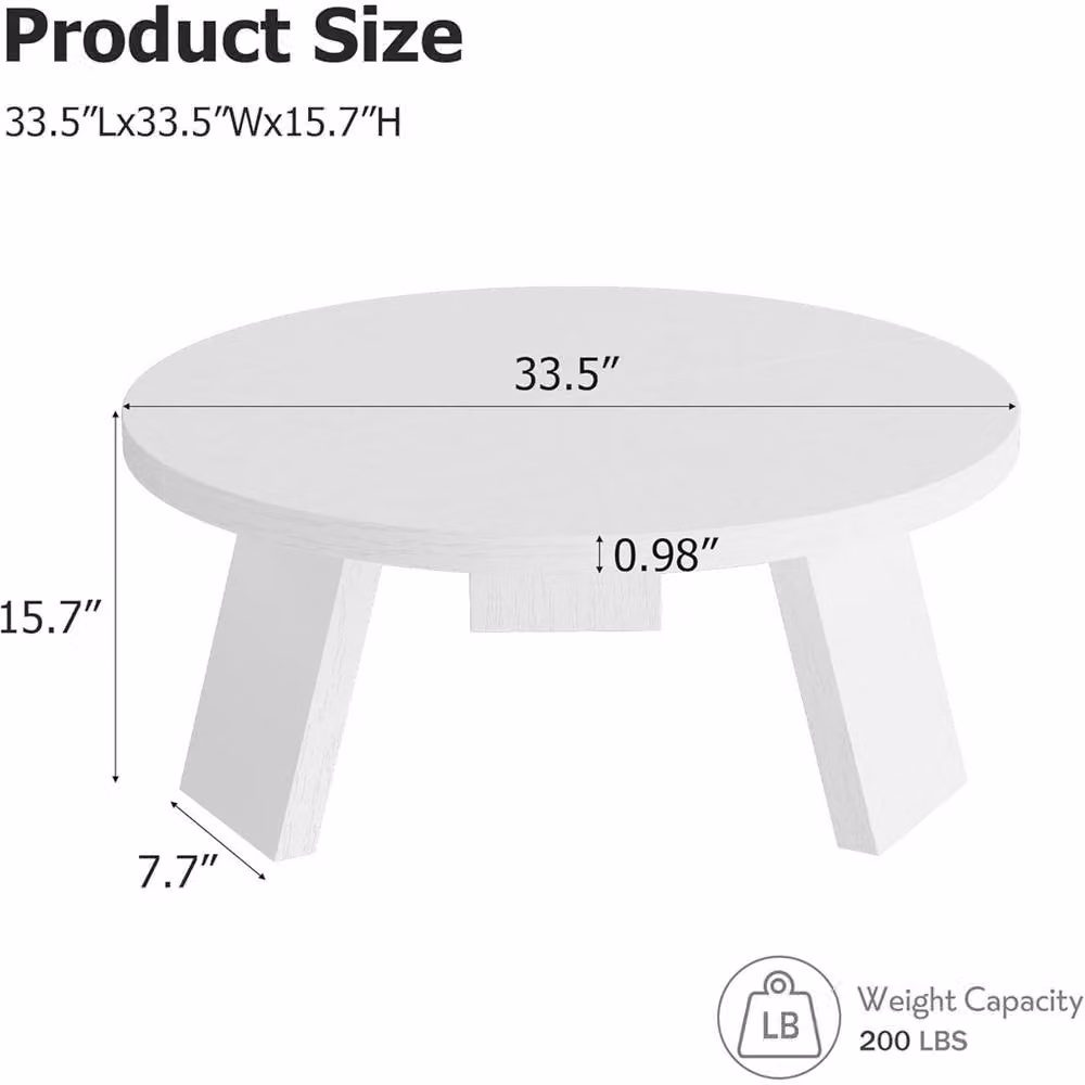 VOGREX Round White Modern Cocktail Table with Matt Finish, W/D/H: 85.09 x 40.0 x 40.0 cm – 2
