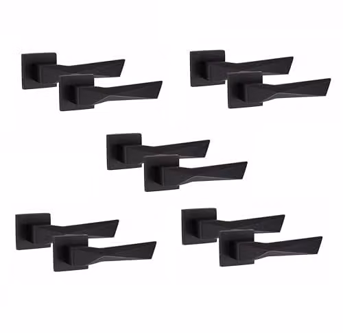 Golden Grace Aura Square Rose Door Handles in Matt Black Finish