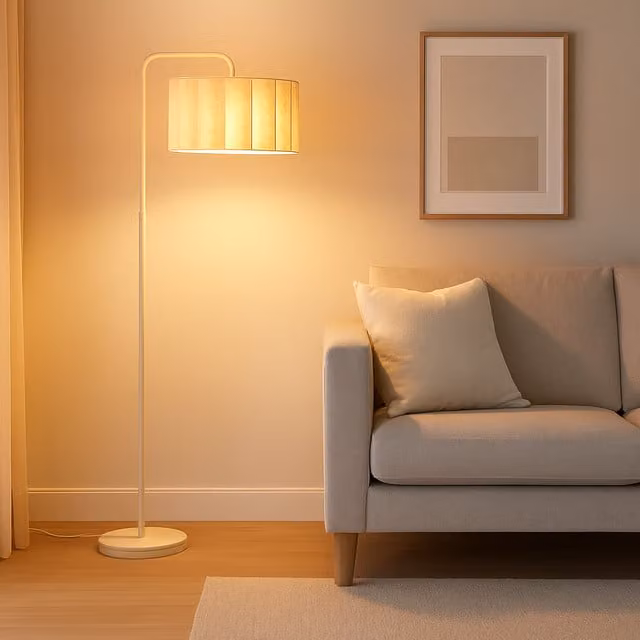 CGC Kyra White Angled Floor Lamp with Large Scalloped Fabric Lampshade and Metal Base, Height: 169 cm