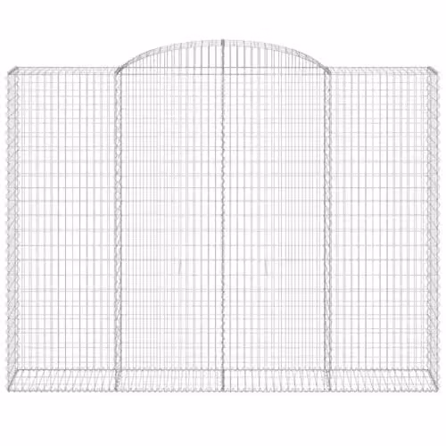 vidaXL Set of 4 Arched Gabion Baskets in Silver Galvanised Steel, W: 300 cm, D: 50 cm, H: 220/240 cm – 2