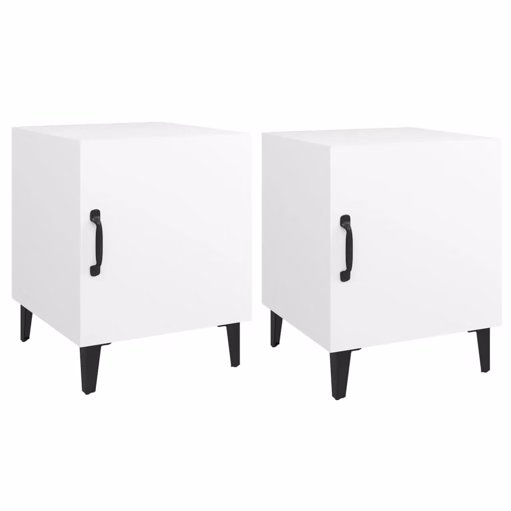 Berkfield Home Set of 2 White Matt Engineered Wood Wall Mounted Bedside Cabinets