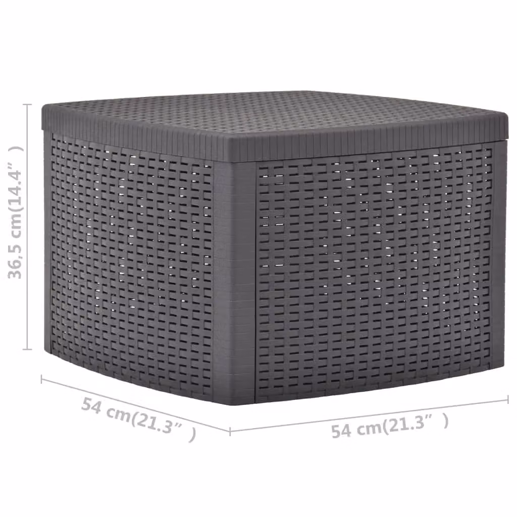 Berkfield Home Mocha Side Table in Grey Plastic and Rattan, W/D/H: 54 x 54 x 36.5 cm – 4