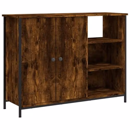 vidaXL Classic Sideboard in Smoked Oak, Brown Engineered Wood, W/D/H: 100 x 33 x 75 cm