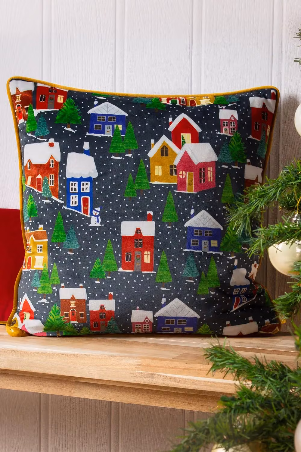 Furn Christmas Together Multicolour Velvet Square Cushion, W/D/H: 43 x 43 x 43 cm – 4
