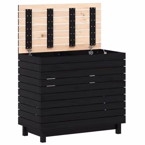 vidaXL Black Solid Wood Pine Laundry Basket W: 88.5 cm, D: 44 cm, H: 76 cm – 5