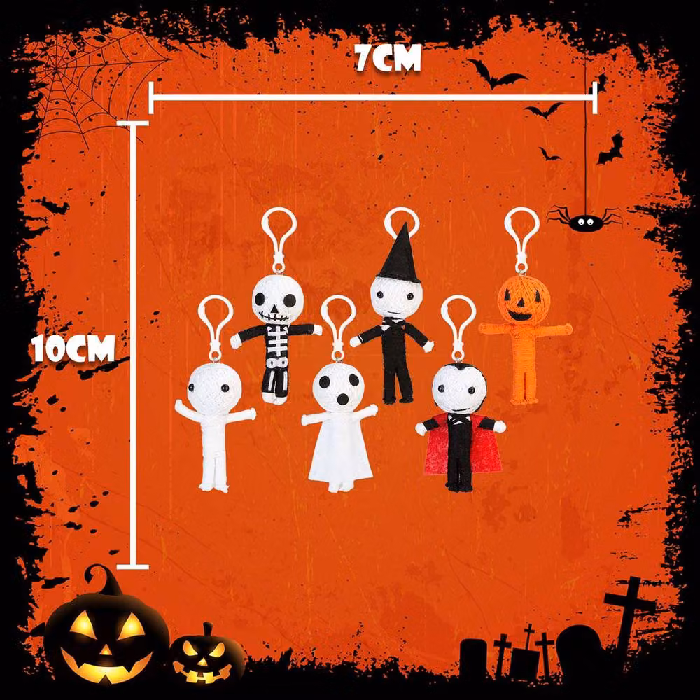 VFM e-Store Halloween Voodoo Dolls Clip On Multicolour Plush Accessories, 6 Pack, 10 cm – 2