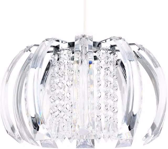ValueLights Modern Ceiling Shade in Chrome Finish with Transparent Acrylic Droplets, Silver