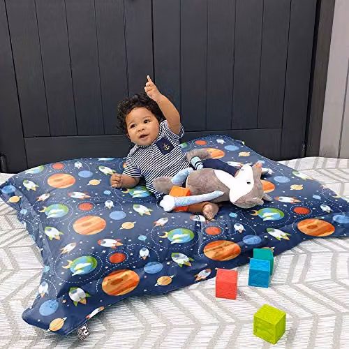 rucomfy Outer Space Junior Squarbie Bean Bag, Blue and Multicolour, W: 125 cm x D: 100 cm – 2