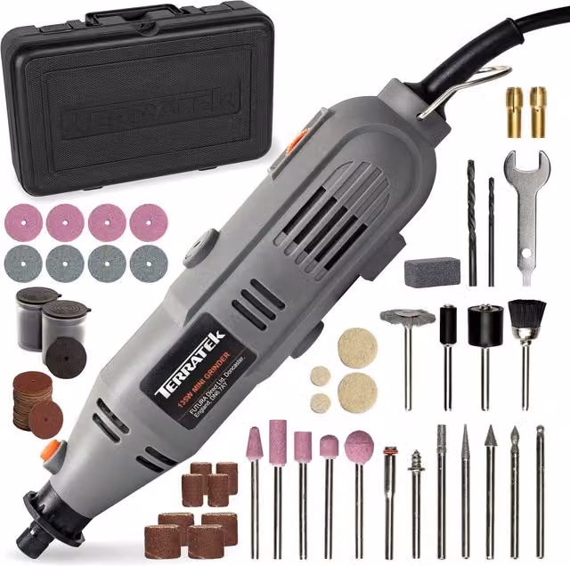Terratek Variable Speed 135W Rotary Tool Kit with 150pc Accessory Set - Grey