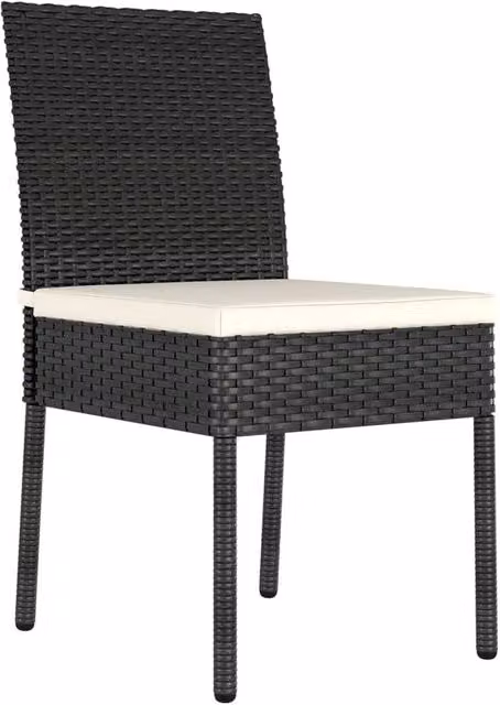 Berkfield Home Modern Poly Rattan and Steel Garden Dining Chairs, 2 Pack, Black