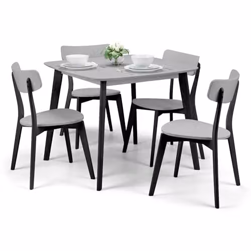 Julian Bowen Casa Set of 2 Retro Wooden Dining Chairs in Grey and Black with Fabric Seats – 3