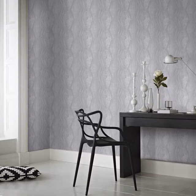 Boutique Vermeil Striped Abstract Wallpaper in Silver