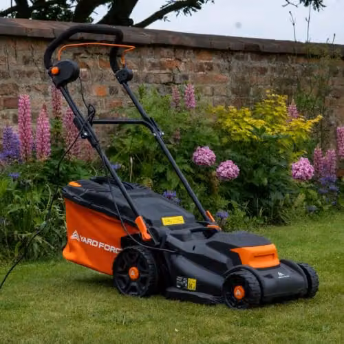 Yard Force EM N34B 1400W Electric Lawnmower in Orange with 35L Grass Bag and Rear Roller – 2