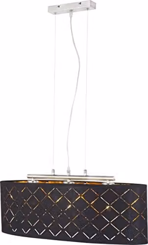 Globo Lighting Modern Suspended Metal Pendant Light in Black and Gold, 3 x E27, W: 140 cm, D: 25 cm, H: 65 cm