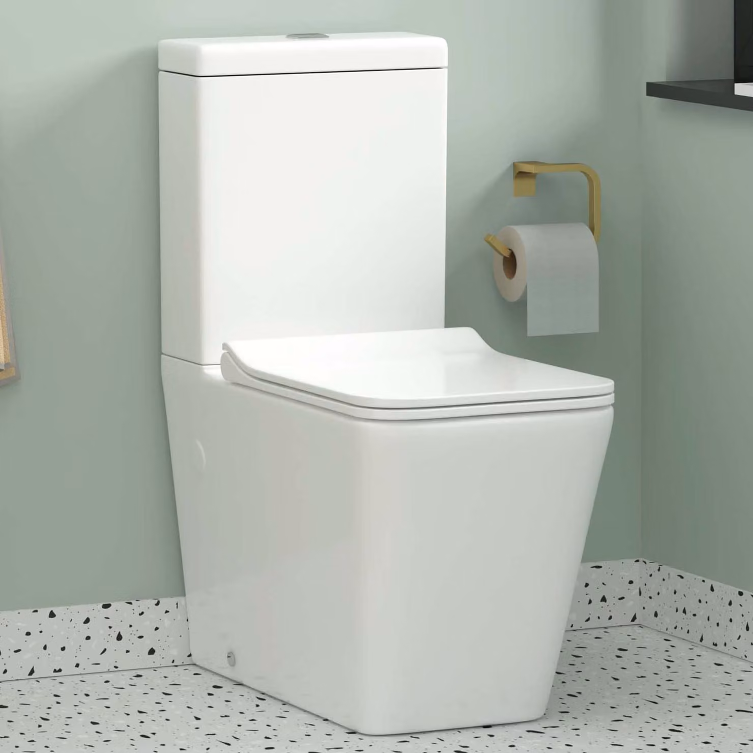 Royal Bathrooms Elena White Ceramic Rimless Close Coupled Toilet with Slim Soft Close Seat and Cistern
