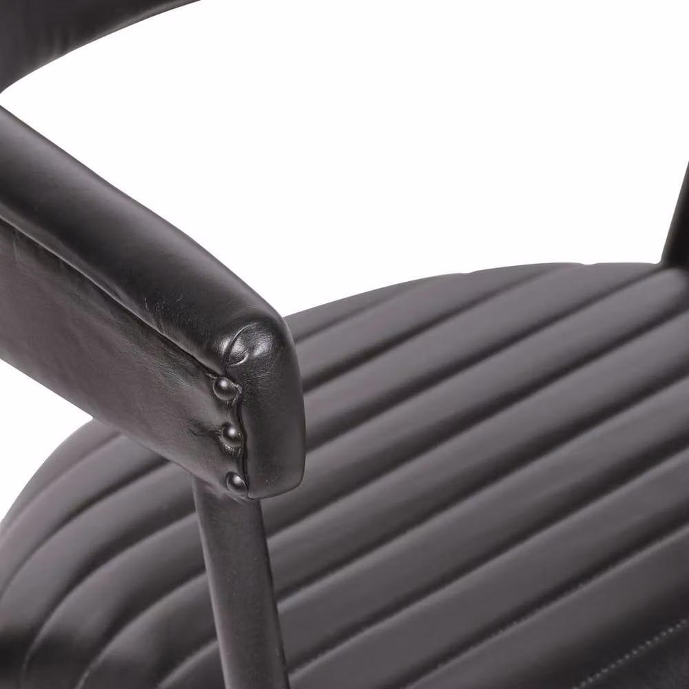 Elm Home And Garden Black Leather Dining Chair with Black Metal Frame – 4