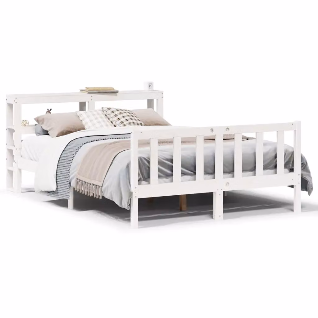 Berkfield Home Small Double Pine Bed Frame in White, W/D/H: 120 x 200 cm – 2
