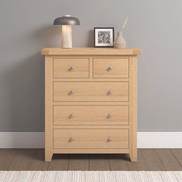 Seconique Windsor 3 plus 2 Drawer Chest in Oak