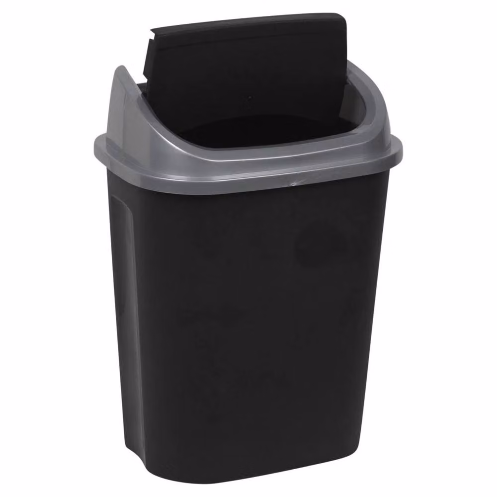 KORVIXA 25L Plastic Swing Top Waste Bin in Black – 4