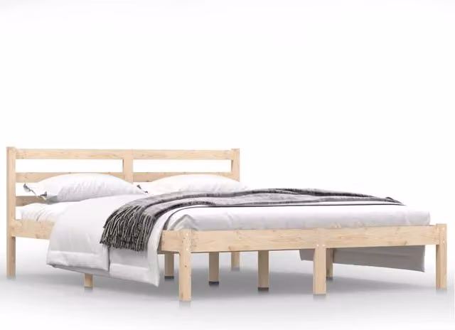 Berkfield Home Rustic Solid Wood Pine Day Bed in Natural Beige, W/D/H: 190 x 140 x 69.5 cm – 1