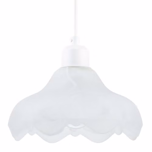 Happy Homewares Sculptural Frosted Alabaster Glass Ripple Pendant Ceiling Light Shade in White, W: 22 cm, H: 11 cm – 1