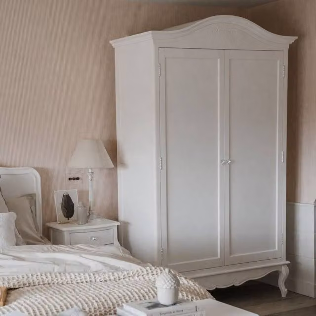 Statement Furniture Juliette White Double Wardrobe with Internal Shelves and Hanging Rod, H 217 cm x W 131 cm x D 60 cm – 2