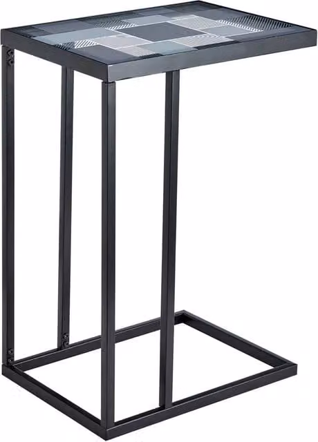 Nordara Geometric Glass Laptop Side Table in Black