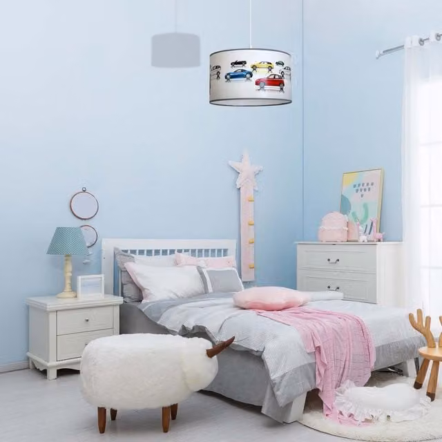 Milagro Cars Height Adjustable LED Pendant Lamp in White and Multicolour