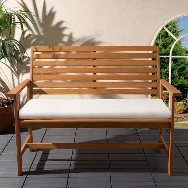 OHS 3 Seater Rectangular Foam Bench Pad with Removable Water Repellent and Weatherproof Outdoor Fabric in Yellow and White