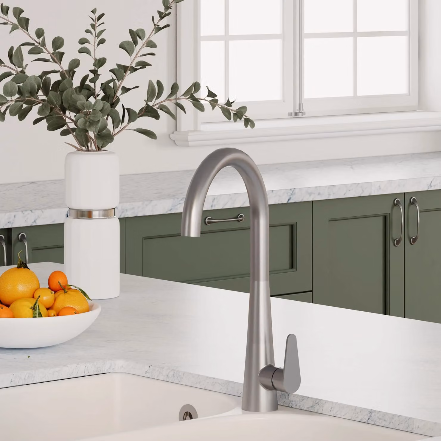 Balterley Situla Single Lever Kitchen Mono Mixer Tap in Brushed Nickel – 2